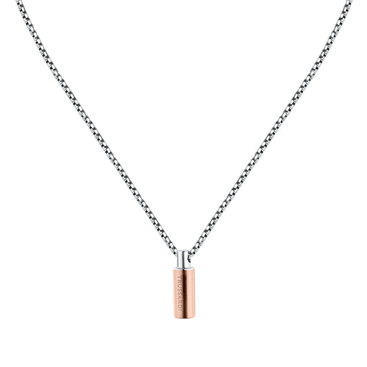 Collana Uomo Trussardi T-Steel in Acciaio con Pendente Rose-Gold TJAXV59 - Arena Gioielli - Trussardi