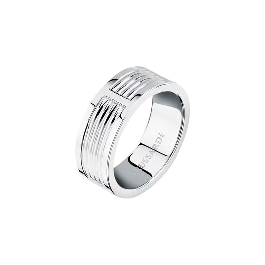 Anello Uomo Trussardi T-Steel TJAXV580 – Fascia in Acciaio Silver Lucido - Trussardi