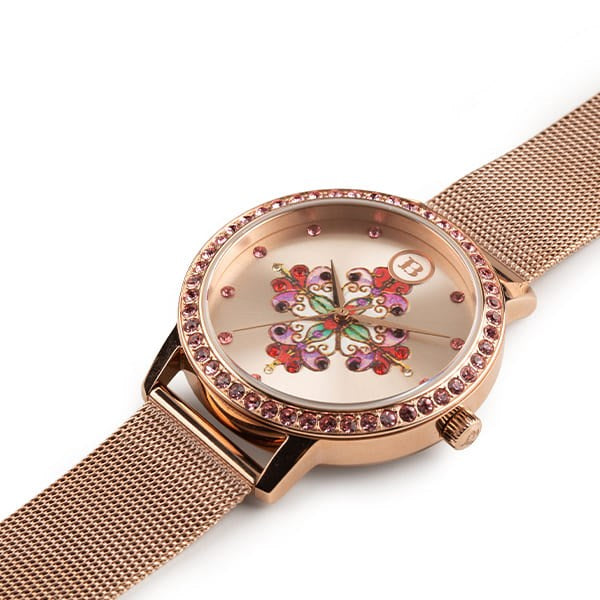 Orologio Donna Isola Bella Rosone 40000068 in Acciaio Rosa con Quadrante Barocco e Cinturino in Maglia Milano 38 mm - Arena Gioielli - Isola bella