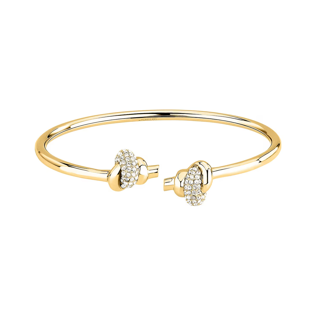 Bracciale Donna Morellato Legame SAZO09 Rigido in Acciaio Dorato con Nodi e Cristalli Bianchi 6x5 cm - Morellato