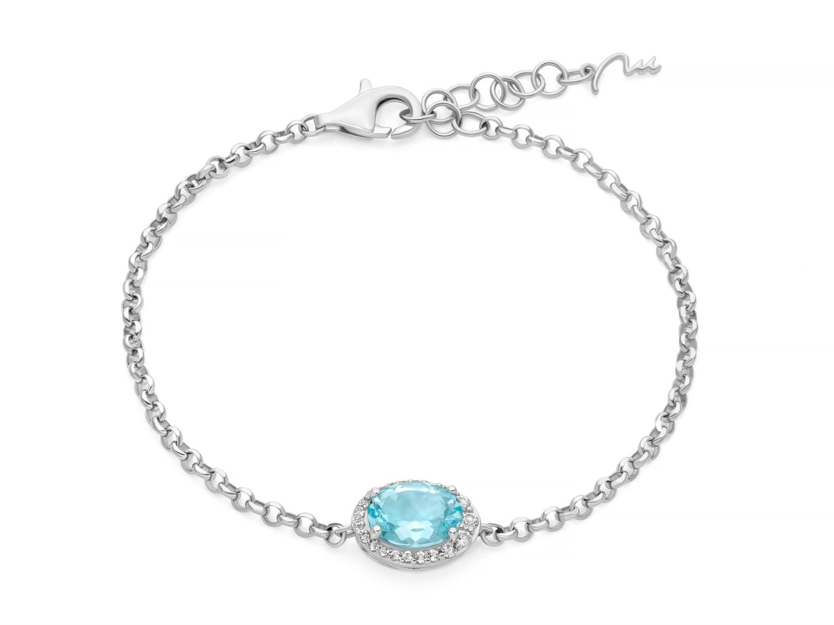 Bracciale Donna Miluna Gemme del Cielo BRD1257 in Argento, Topazio Azzurro e Topazi Bianchi - Arena Gioielli