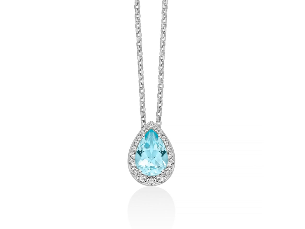 Collana Donna Miluna Gemme del Cielo CLD5438 in Argento, Topazio Azzurro e Topazi Bianchi - Arena Gioielli - Miluna