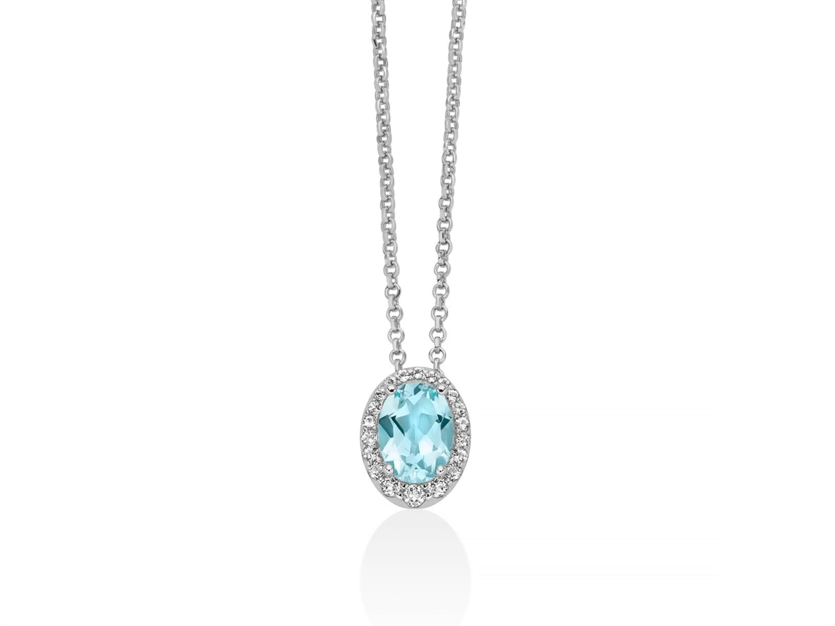 Collana Donna Miluna Gemme del Cielo CLD5439 in Argento, Topazio Azzurro e Topazi Bianchi - Arena Gioielli