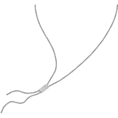 Collana Donna Trussardi T-Design Lunga con Pendente in Acciaio Silver e Cristalli Bianchi TJAXA44 - Arena Gioielli