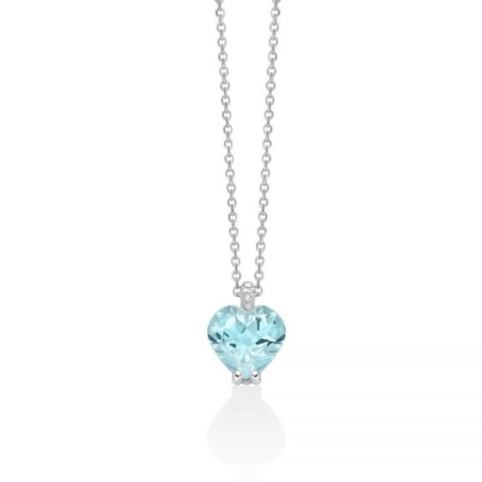 Collana Donna Miluna in Oro Bianco con Acquamarina a Cuore e Diamanti – CLD5369 - Arena Gioielli  - Miluna