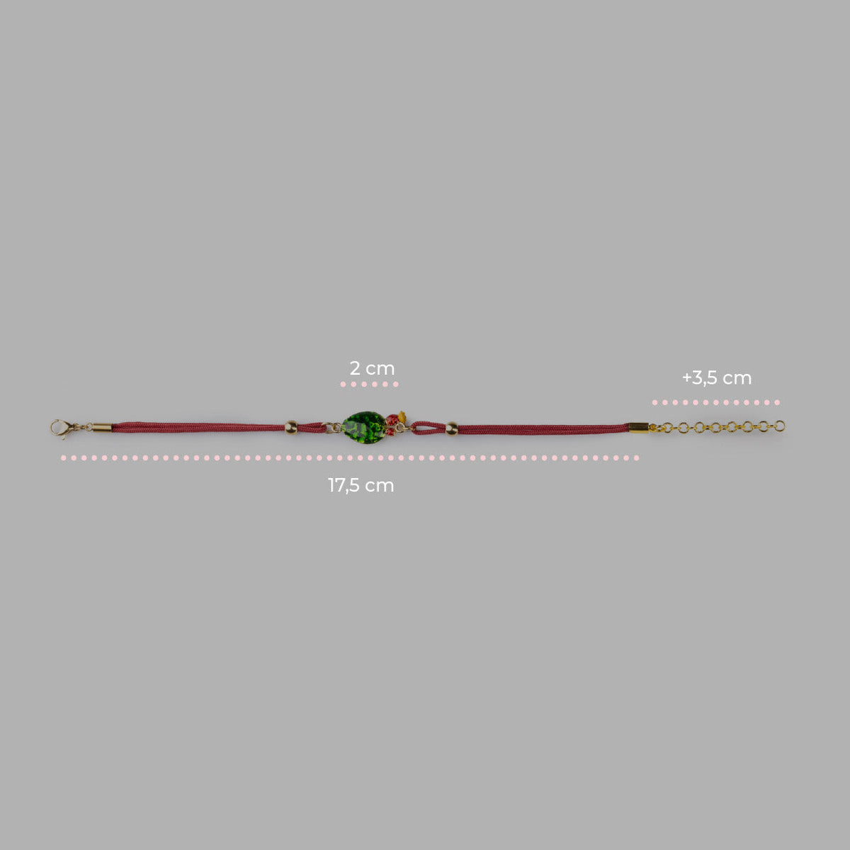 Bracciale Donna Isola Bella Pala di Fico 60000204 in Cordino Rosso Placcato Oro 24kt e Smalti 16+3 cm - Arena Gioielli