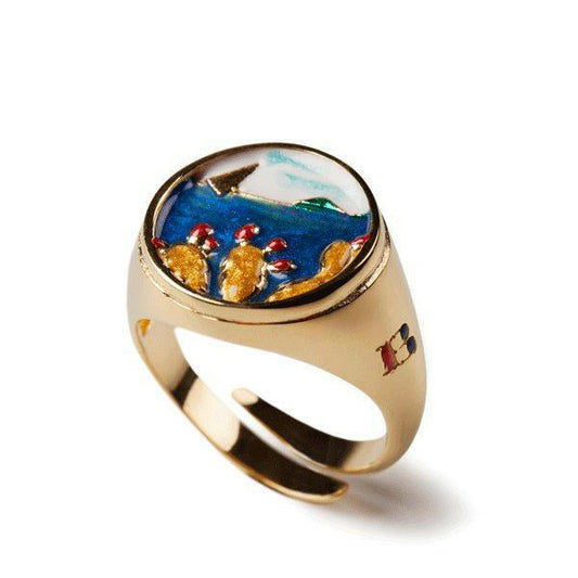 Anello Isola Bella in Argento e Smalti | Fichi Vela – 20000289 - Arena Gioielli