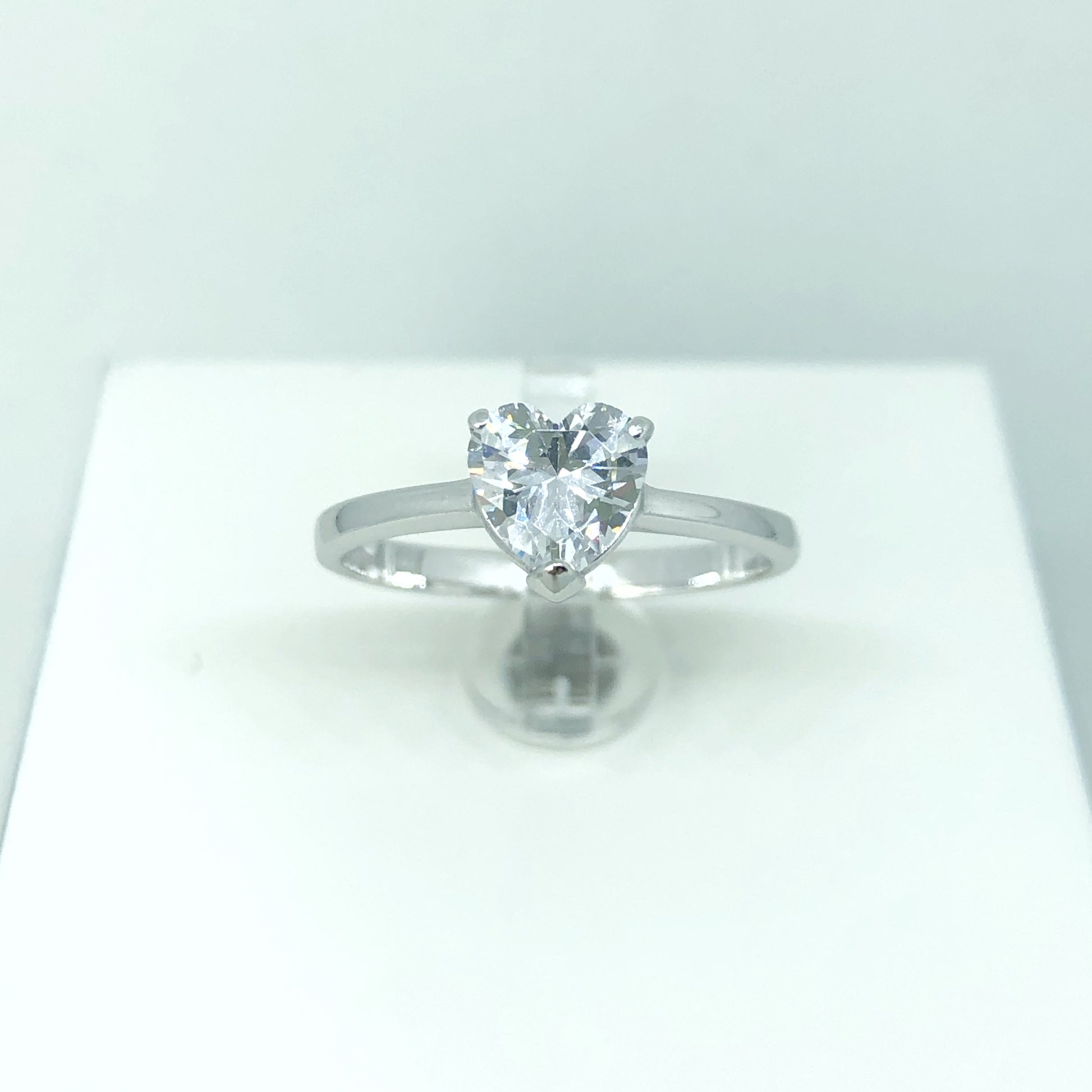 Solitario oro e zircone a cuore - Arena Gioielli