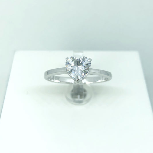 Solitario oro e zircone a cuore - Arena Gioielli