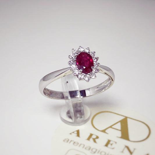 Anello oro e rubino e diamanti naturali - Arena Gioielli - Arena Gioielli