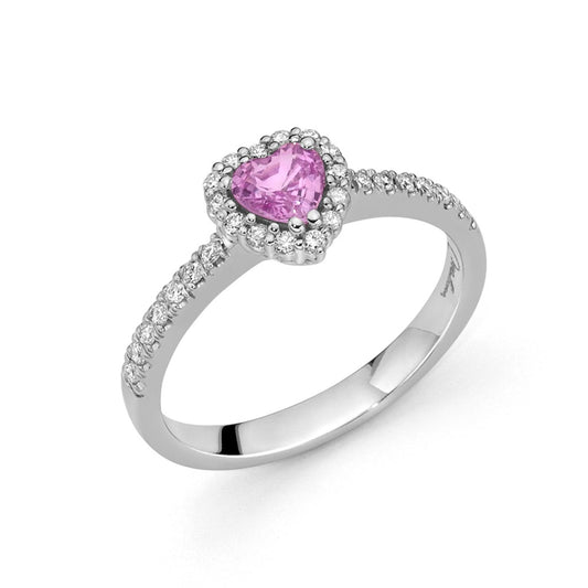 Anello oro zaffiro rosa e diamante naturale LID3549 - Arena Gioielli 